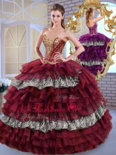 Fashionable Sweetheart Ball Gown Ruffled Layers and Zebra Sweet 16 Dresses QDDTL1002-1FOR