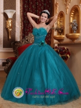 Hand Made Flowers Teal Unique Quinceanera Dress For 2013 Tumaco Colombia Wholesale With Sweetheart In Soecial Design Style QDZY69FOR