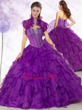 Latest Ball Gown Purple Quinceanera Gowns with Beading and Ruffles SJQDDT446002FOR