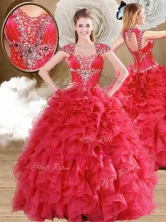 Latest Beading and Ruffles Quinceanera Gowns in Red QDDTA119001-2FOR
