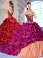 New Arrivals Brush Train Pick Ups and Appliques Quinceanera Gowns QDDTN1002-1FOR