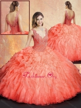 New Arrivals V Neck Sweet 16 Dresses with Ruffles and Appliques SJQDDT413002FOR