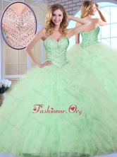 New Style Ball Gown Apple Green Sweet 16 Dresses with Beading and Ruffles SJQDDT376002-1FOR
