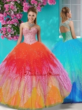 New Style Rainbow Beaded and Applique Quinceanera Dress with Detachable Straps SJQDDT607002FOR