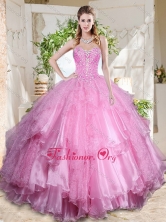 Popular Rose Pink Really Puffy Quinceanera Dress with Beading and Ruffles LayersSJQDDT707002FOR