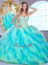 Pretty Ball Gown Multi Color Sweet 16 Dresses with Beading and Ruffle SJQDDT378002FOR
