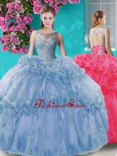 Puffy Skirt See Through Beaded Bodice Quinceanera Dress with Scoop SJQDDT672002FOR