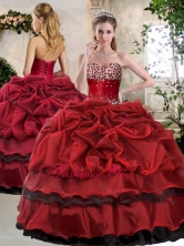 Romantic Ball Gown Beading and Pick Ups Sweet 16 Gowns in Wine Red SJQDDT394002-1FOR