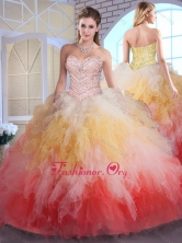Romantic Ball Gown Sweet 16 Dresses in Multi Color with Beading and Ruffles SJQDDT386002FOR