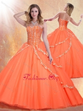 Romantic Sweetheart Brush Train Quinceanera Gowns with Beading  SJQDDT407002FOR