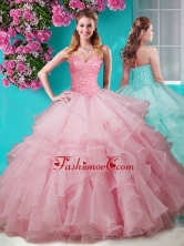 Simple Baby Pink Really Puffy  Quinceanera Dress with Beading and Ruffles Layers SJQDDT640002FOR