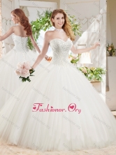 Simple  Ball Gown Sweetheart Court Train Beaded Quinceanera Dress in Tulle SJQDDT686002FOR
