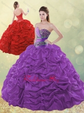 Simple Beaded and Bubble Purple Quinceanera Dress in Taffeta SJQDDT497002FOR