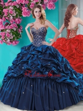 Simple Beaded and Ruffled Quinceanera Dress with Brush Train SJQDDT662002FOR