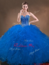 Simple Big Puffy Beaded and Ruffled Quinceanera Dresses in Blue SWQD050MTMT-3FOR