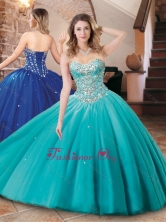 Simple Big Puffy Tulle Aqua Blue Quinceanera Dress with Beading XFQD1048FOR