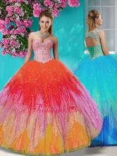 Simple  Rainbow Beaded and Applique Quinceanera Dress with Detachable Straps SJQDDT607002FOR