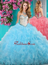 Simple Really Puffy Light Blue Quinceanera Gown with Beading and Ruffles SJQDDT654002FOR