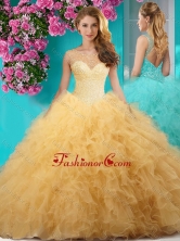 Simple See Through Scoop Big Puffy Quinceanera Gown with Beading and Ruffles SJQDDT627002FOR