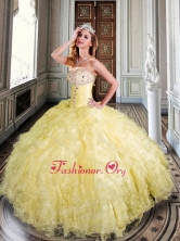 Sweetheart Yellow Quinceanera Dresses with Beading and Ruffles XFQD1019FOR