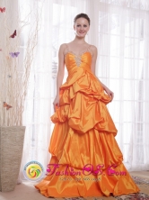 Andahuaylas Peru Custom made Taffeta Orange Princess 2013 wholesale Prom Dress Straps Floor-length Beading Style PDHXQ051FOR