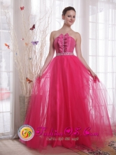 Hot Pink Formal Evening Dress A-Line Tulle Beading for 2013 Spring Prom  inCochabamba Bolivia Wholesale Style PDHXQ078FOR