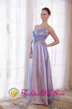 Juliaca Peru Straps wholesale Prom Floor length  Dress with Lilac Empire Tulle and Taffeta Beading Style PDATS128FOR