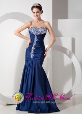 Perene Peru Navy Blue Mermaid Sweetheart Taffeta Ruch and Beading wholesale Evening Dress for 2013 Party Style GNTB080824FOR
