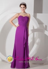 Pichanaqui Peru Sweetheart Floor length Purple wholesale Chiffon Dress Ruffled Ruch for 2013 Prom Style JSY080807FOR