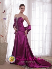 Sweetheart Beading Purple A-Line Court Train Taffeta Evening Dress for Fall in Tarija Bolivia Wholesale Style PDATS131FOR