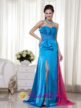 Sweetheart  Bowknot and Beading  Chiffon and Elastic Woven Satin Teal and Hot Pink Prom Dress IN  apacani Bolivia Wholesale Style MLXN166FOR