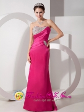 2013 Jayuya Puerto Rico Spring Hot Pink Evening Dress Beading and Ruch Sweetheart Brush Train Taffeta Wholesale  Style GNTB080822FOR 