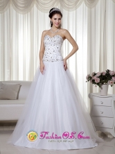 2013 Manati Puerto Rico Taffeta and Tulle Beading Prom Dress with White A-line Sweetheart Floor-length Wholesale  Style MLXN019FOR