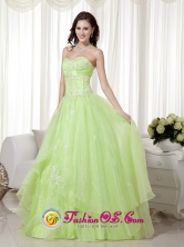 2013 Wollongon NSW Wholesale Sweet Yellow Green A-line Sweetheart Floor-length Organza Beading Dama Dresses Style MLXN075FOR