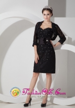 Brisbane QLD Wholesale Black Lace Column Dama   Dresses Sweetheart Beading with Matching Jacket Style   GNTB080826FOR 