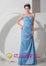 Customer Made Sweetheart Strapless Floor-length Baby Blue Column Taffeta Beading and Ruch Dama Dress For 2013 Spring Prom Guayama Puerto Rico Wholesale  Style AFE080806FOR 