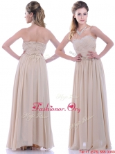 Fashionable Empire Champagne Chiffon Dama Dress with Beading and Ruching THPD127FOR