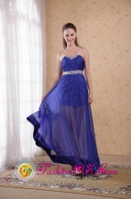 Frankston VIC Wholesale Floor-length Blue Empire Sweetheart Chiffon Beading and Ruch Dama Dress For Summer Style PDHXQ041FOR 