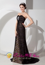 Handmade Black Column Sweetheart strapless Brush Train Floral Print Organza Beading For 2013 Dama In Florida Puerto Rico Wholesale  Style AFE080804FOR  