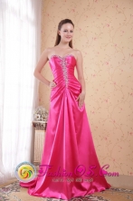 Hot Pink Dama Dress Empire Sweetheart Sweep Train Taffeta Beading Decorate for 2013 Puerto Cortes Honduras Spring Wholesale Style PDHXQ048FOR