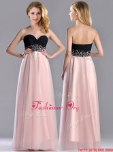 Modern Empire Beaded and Ruched Dama Dress in Baby Pink and Black THPD144FOR