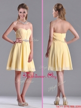 Modest Empire Chiffon Yellow Short Dama Dress with Beading THPD173FOR