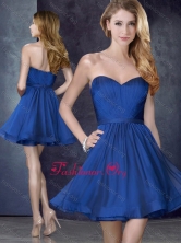 Most Popular Royal Blue Short Dama Dress with Belt PME1883AFOR