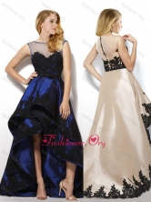 New Arrivals See Through Applique Dama Dress with High Low PME1962FOR