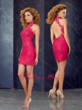 New Style Column High Neck Laced Dama Dress with Open Back PME1986FOR