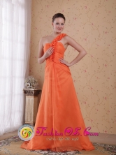 Orange Empire One Shoulder Sweep  Train Chiffon Dama Dress for Formal Evening In La Lima Honduras Wholesale Style PDHXQ049FOR