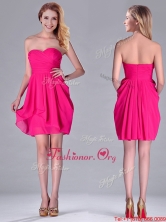 Simple Empire Sweetheart Chiffon Hot Pink Short Dama Dress for Homecoming THPD271FOR