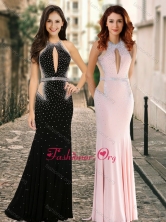 Simple High Neck Beaded Backless Dama Dress with Brush Train PME1878-1FOR