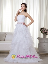 Sweetheart Stapless A-line   Princess Organza Beading White  Dama  Dress In Ponce Puerto Rico Wholesale  Style MLXN162FOR