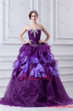 2014 Beading Multi-color Sweetheart Ball Gown Quinceanera Dress with RufflesFVQD036FOR
